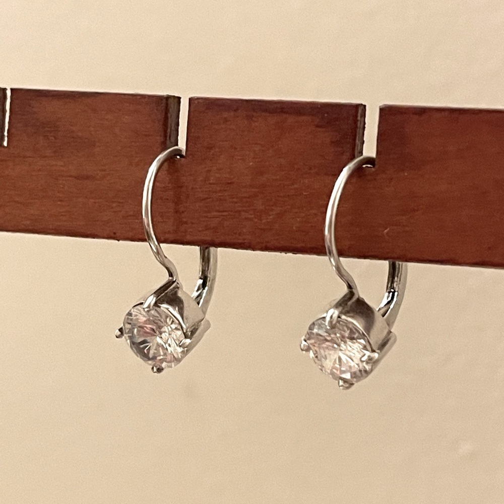 Sterling silver Leverback CZ earrings